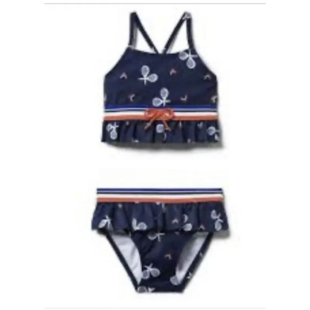NWT JANIE AND JACK Navy Blue Ruffle Tennis Swimsuit Bikini  Size 12-18 Months - Picture 3 of 3